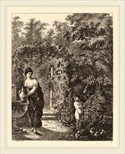 Salomon Gessner, Putto Visiting a Girl at a Fountain, Swiss, 1730-1788, 1771, etching on laid paper