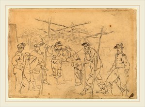 Winslow Homer, Sutler's Tent: 3rd Pennsylvania Cavalry [recto], American, 1836-1910, 1862, graphite
