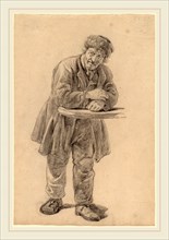 Charles Wesley Jarvis, Man Leaning on a Counter, American, probably 1812-1868, 1820s, black chalk,