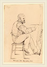 John Quincy Adams Ward, Sketch Class Series-E.W. Perry, American, 1830-1910, 1860, pen and brown