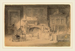 Robert Walter Weir, Study for "The Bailey Family", American, 1803-1889, watercolor over graphite