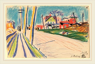 Oscar F. Bluemner, Street in the Bronx, American, 1867-1938, 1913, crayon