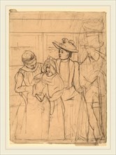 Mary Cassatt, In the Omnibus [recto], American, 1844-1926, c. 1891, black chalk and graphite on