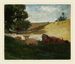 Winslow Homer, Warm Afternoon (Shepherdess), American, 1836-1910, 1878, watercolor, gouache, and