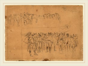 Winslow Homer, Officers and Horses at Rest, American, 1836-1910, 1862-1865, graphite on wove paper