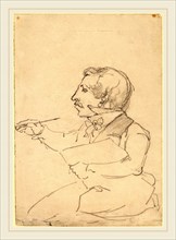Emanuel Gottlieb Leutze, Eastman Johnson Sketching, American, 1816-1868, c. 1849-1851, graphite and