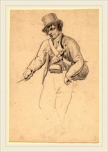John Wesley Jarvis, Irish Fisherman, American, 1780-1840, black chalk and graphite on laid paper