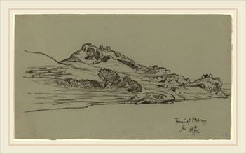 Elihu Vedder, Tmui of Ptolemy, American, 1836-1923, 1890, black crayon on green wove paper