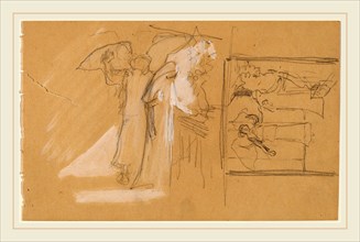 Charles Sprague Pearce, Studies for a Panel, American, 1851-1914, 1890-1897, graphite heightened
