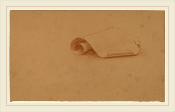 Charles Sprague Pearce, Study of a Scroll, American, 1851-1914, 1890-1897, brown pencil on wove