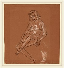 Arthur B. Davies, Seated Nude and a Foot, American, 1862-1928, probably 1920, black and white chalk