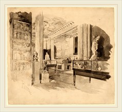 Joseph Pennell, Interior, Fitzwilliam Museum, American, 1857-1926, 1890s, brush and black ink with