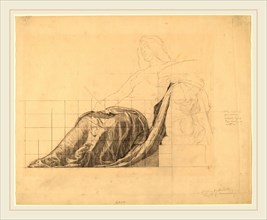 Kenyon Cox, Drapery Study for Reclining Female Study for "Painting", American, 1856-1919, graphite