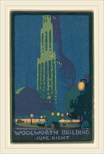 Rachael Robinson Elmer, Woolworth Building June Night, American, 1878-1919, 1916, halftone offset