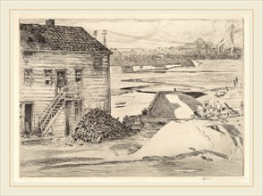 Childe Hassam, Low Tide, Cos Cob Bridge, American, 1859-1935, 1915, etching