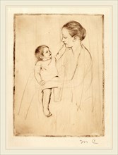 Mary Cassatt, The Caress, American, 1844-1926, c. 1891, drypoint