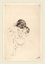 Mary Cassatt, Mother's Kiss, American, 1844-1926, c. 1891, drypoint