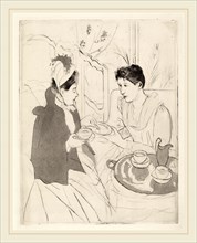 Mary Cassatt, Afternoon Tea Party, American, 1844-1926, 1890-1891, drypoint and aquatint in black