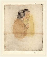 Mary Cassatt, Peasant Mother and Child, American, 1844-1926, c. 1894, drypoint (with color applied