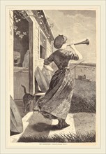 after Winslow Homer, The Dinner Horn, published 1870, wood engraving