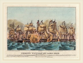 Napoleon Sarony, Perry's Victory on Lake Erie, Canadian, 1821-1896, hand-colored lithograph