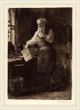 Thomas Waterman Wood, Thinking It Over, American, 1823-1903, 1884, etching