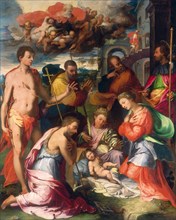 Perino del Vaga, The Nativity, Italian, 1501-1547, 1534, oil on panel transferred to canvas