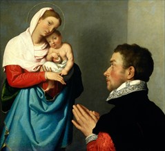 Giovanni Battista Moroni, A Gentleman in Adoration before the Madonna, Italian, c. 1525-1578, c.