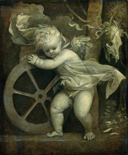 Titian, Cupid with the Wheel of Fortune, Italian, c. 1490-1576, c. 1520, oil on canvas