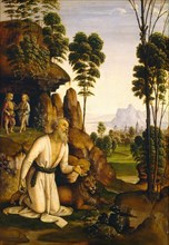Follower of Pietro Perugino, Saint Jerome in the Wilderness, c. 1490-1500, tempera on panel