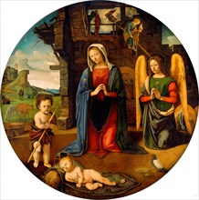 Piero di Cosimo, The Nativity with the Infant Saint John, Italian, 1462-1521, c. 1500, oil on