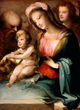 Domenico Beccafumi, The Holy Family with Angels, Italian, c. 1485-1551, c. 1545-1550, oil on panel