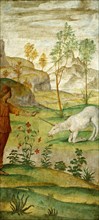 Bernardino Luini, Procris and the Unicorn, Italian, c. 1480-1532, c. 1520-1522, fresco