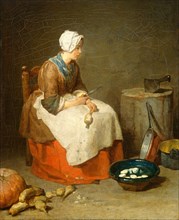 Jean Siméon Chardin, The Kitchen Maid, French, 1699-1779, 1738, oil on canvas