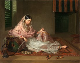 Muslim Lady Reclining An Indian Girl with a Hookah, signed and dated 1789 Signed and dated in