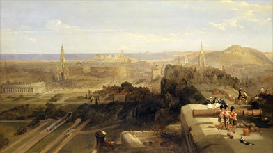 Edinburgh from the Castle Signed and dated in brown paint, lower left: "David Roberts R. A. 1847",