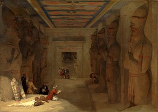 The Hypostyle Hall of the Great Temple at Abu Simbel, Egypt Signed and dated in brown, lower left: