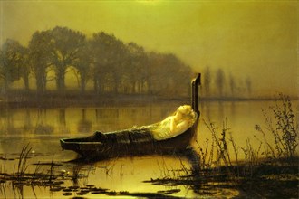The Lady of Shalott Signed and dated in ocher paint, lower right: "Atkinson Grimshaw | 158 [...]