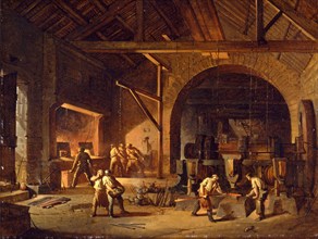 Interior of an Ironworks Signed, lower right: "G. SYKES", Godfrey Sykes, 1825-1866, British
