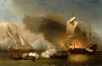 An Action off the Barbary Coast with Galleys and English Ships, William van de Velde the Younger,