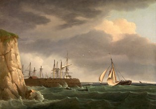 A Ship Running into Harbour with Other Craft at a Jetty Signed and dated, lower left: "T. W. 1788",