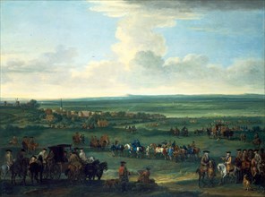 George I at Newmarket, 4 or 5 October, 1717 Race Meeting on New Market Signed, lower center: "J
