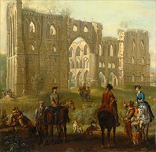 Rievaulx Abbey Riders Pausing by the Ruins of Rievaulx Abbey, John Wootton, 1682-1764, British