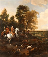 Hare Hunting Signed in brown paint, lower right: "JWÃ¿ck", Jan Wyck, ca. 1645-1700, Dutch