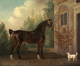Lord Abergavenny's Dark Bay Carriage Horse with a Terrier Lord Abergavenny's Dark Bay Carriage