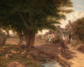 Village Scene (possibly Colickey Green, Essex), Jessica Landseer, 1807-1880, British