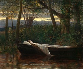 The Lady of Shalott Signed and dated in black paint, lower left: "18 WC[in monogram] 62", Walter