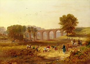 Corby Viaduct, the Newcastle and Carlisle Railway Signed and dated, lower left: "J.W. Carmichael |