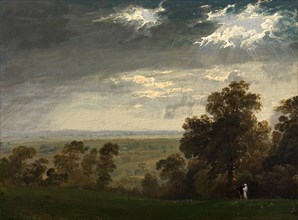 Landscape, Possibly the Isle of Wight or Richmond Hill Two figures in a landscape (possibly the