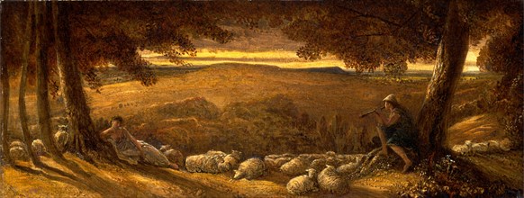 Evening Pasture Signed, lower left: "J SMETHAM", James Smetham, 1821-1889, British